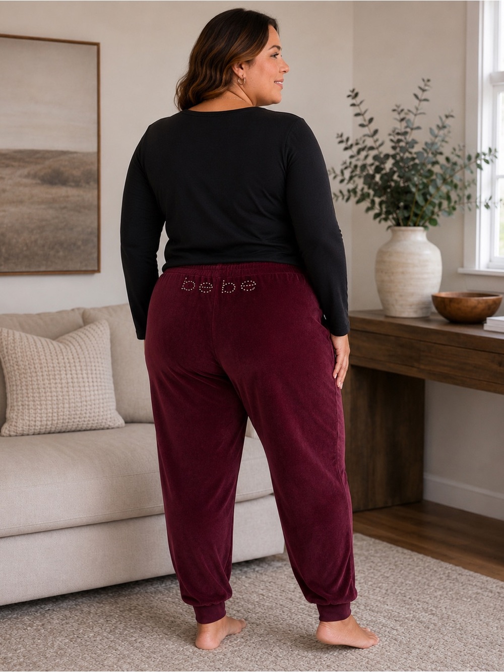 Bebe Studded Velour Joggers